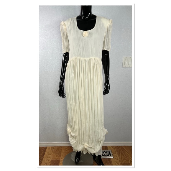 CDC Dresses & Skirts - CDC Vintage Caren Desiree Maxi Dress Sz 14 Cream Polyester Floral Embellishment